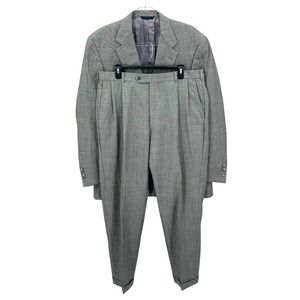 Vintage Burberry Suit Mens Jacket 42L Pants 36x31 Gray 100% Wool Designer Church